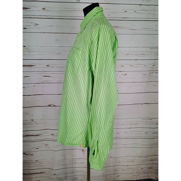 Duck Head Jeans Company XXL Athletic Fit Green White Stripe Button Up Dress Shir - Picture 4 of 7